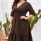 Plus Size Printed Surplice Ruffle Hem Dress