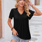 Ruched V-Neck Short Sleeve Tee