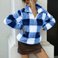Plaid Quarter Zip Plush Sweatshirt