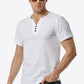 Buttoned Notched Neck Short Sleeve Tee
