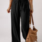 Drawstring Smocked Waist Wide Leg Pants