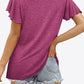 V-Neck Flutter Sleeve Tee Shirt