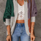 Color Block Cable-Knit Batwing Sleeve Cardigan