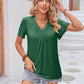 Ruched V-Neck Short Sleeve Tee