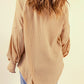 Half Button Ribbed Thumbhole Sleeve Top