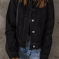 Frayed Trim Button Down Denim Jacket