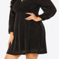 Plus Size Glitter Balloon Sleeve Empire Waist Dress
