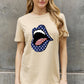 Simply Love Full Size US Flag Lip Graphic Cotton Tee