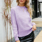 Rib-Knit Raglan Sleeve Crewneck Sweater