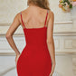 Spaghetti Strap Bodycon Dress with Rhinestone Decoration