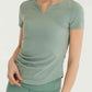 Notched Neck Short Sleeve Active Top