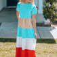 Girls Color Block Round Neck Maxi Dress
