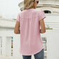 Swiss Dot Notched Neck Short Sleeve Top