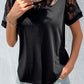 Spliced Lace Round Neck Short Sleeve Top