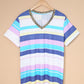 Plus Size Leopard Striped V-Neck Tee