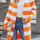 Striped Long Sleeve Longline Cardigan Sweater