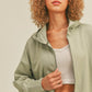 Kimberly C Full Size Zip-Up Drop Shoulder Hooded Jacket in Sage
