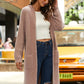 Open Front Long Sleeve Slit Hooded Cardigan