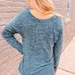 Heathered Ruched V-Neck Top