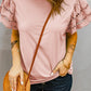 Round Neck Flutter Sleeve Top