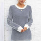 Striped Round Neck Long Sleeve Knit Top