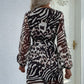 Leopard Surplice Balloon Sleeve Dress