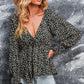 Floral Deep V Tied Peplum Top