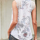 Printed Scalloped Lace Trim Tank