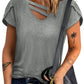 Strappy V-Neck Petal Sleeve Tee