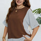 Plus Size Striped Round Neck Half Sleeve Top