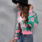 Geometric Button Up Long Sleeve Cardigan
