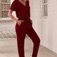 V Neck Wrap Front Jumpsuits