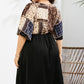 Plus Size Printed Two-Tone Flutter Sleeve Dress