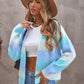 Tie-Dye Cable-Knit Raglan Sleeve Open Front Cardigan