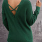 Crisscross Back Waffle-Knit Sweater