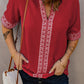 Embroidered V-Neck Top