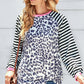 Mixed Print Contrast Trim Raglan Sleeve Top