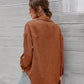 Button Front Drop Shoulder Corduroy Shirt