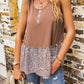 Leopard Color Block Scoop Neck Tank