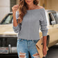 Openwork Rib-Knit Raglan Sleeve Sweater