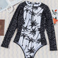 Beach Style Zip-Up One-Piece Swimsuit