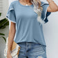 Pom-Pom Trim Flutter Sleeve Round Neck Tee