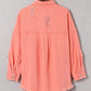 Distressed Fringe Trim Button Up Jacket