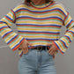 Multicolored Stripe Drop Shoulder Round Neck Sweater