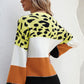 Animal Print Color Block Sweater