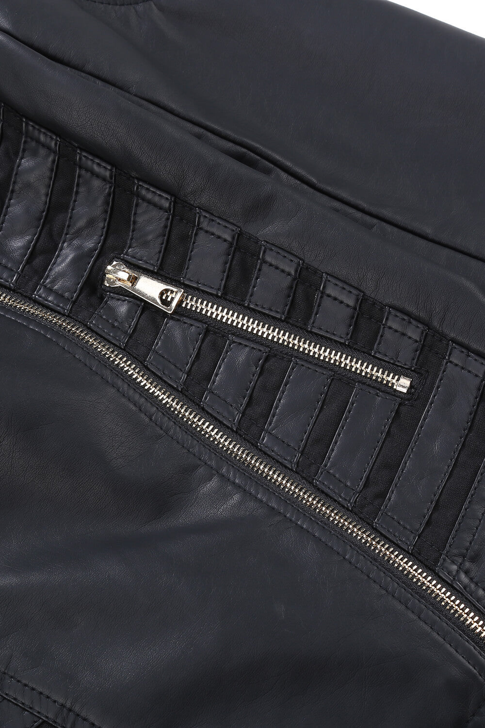 Asymmetrical Zip Up PU Leather Jacket with Pockets