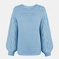 Openwork Balloon Sleeve Pullover Sweater