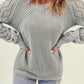 Openwork Round Neck Raglan Sleeve Sweater