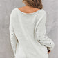 Star V-Neck Roll Hem Drop Shoulder Sweater