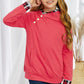 Girls Plaid Decorative Button Hoodie with Pockets